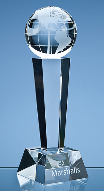 Large image for Optical Crystal Facetted Column Globe Award